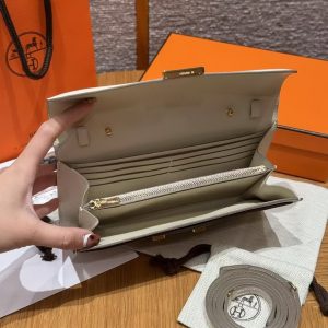 Hermes Constance To Go Wallet Handmade In Epsom Calfskin Leather Gold Hardware 10 Craie - Image 16