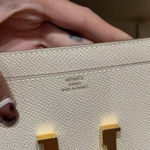 Hermes Constance To Go Wallet Handmade In Epsom Calfskin Leather Gold Hardware 10 Craie - Image 14