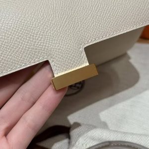 Hermes Constance To Go Wallet Handmade In Epsom Calfskin Leather Gold Hardware 10 Craie - Image 12
