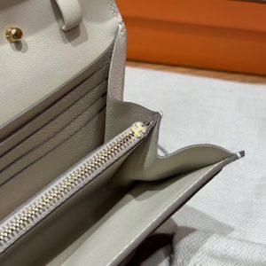 Hermes Constance To Go Wallet Handmade In Epsom Calfskin Leather Gold Hardware 10 Craie - Image 10