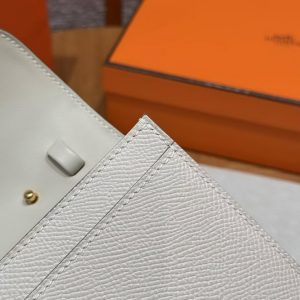 Hermes Constance To Go Wallet Handmade In Epsom Calfskin Leather Gold Hardware 10 Craie - Image 7