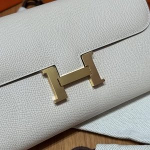 Hermes Constance To Go Wallet Handmade In Epsom Calfskin Leather Gold Hardware 10 Craie - Image 6