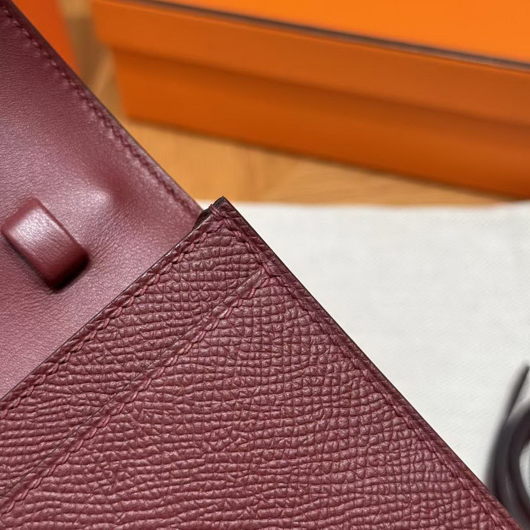 Hermes Constance To Go Wallet Handmade In Epsom Calfskin Leather Gold Hardware 55 Rouge - Image 8