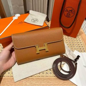 Hermes Constance To Go Wallet Handmade In Epsom Calfskin Leather Gold Hardware ck37 Gold