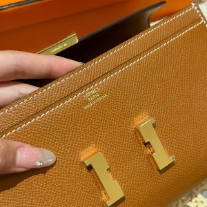Hermes Constance To Go Wallet Handmade In Epsom Calfskin Leather Gold Hardware ck37 Gold - Image 13