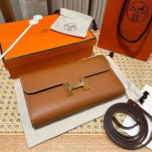 Hermes Constance To Go Wallet Handmade In Epsom Calfskin Leather Gold Hardware ck37 Gold - Image 11