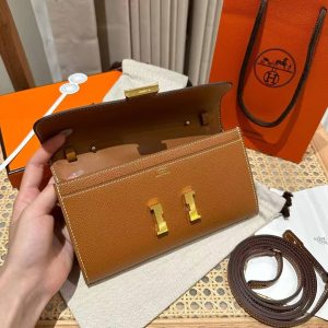 Hermes Constance To Go Wallet Handmade In Epsom Calfskin Leather Gold Hardware ck37 Gold - Image 10
