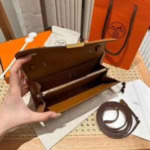 Hermes Constance To Go Wallet Handmade In Epsom Calfskin Leather Gold Hardware ck37 Gold - Image 9