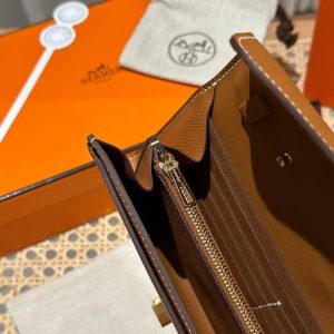 Hermes Constance To Go Wallet Handmade In Epsom Calfskin Leather Gold Hardware ck37 Gold - Image 6