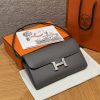 Hermes Constance To Go Wallet Handmade In Epsom Calfskin Leather Silver Hardware 0L Gris Meyer