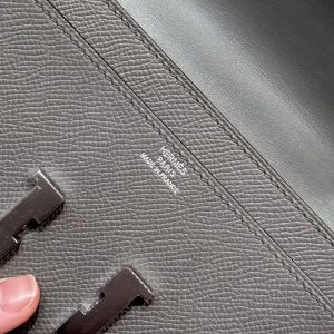Hermes Constance To Go Wallet Handmade In Epsom Calfskin Leather Silver Hardware 0L Gris Meyer - Image 13