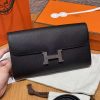 Hermes Constance To Go Wallet Handmade In Epsom Calfskin Leather Silver Hardware 89 Noir