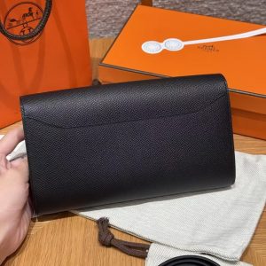 Hermes Constance To Go Wallet Handmade In Epsom Calfskin Leather Silver Hardware 89 Noir - Image 2