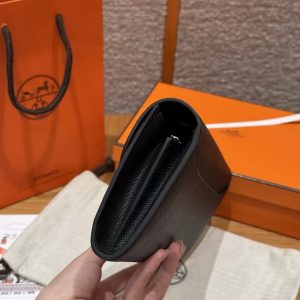 Hermes Constance To Go Wallet Handmade In Epsom Calfskin Leather Silver Hardware 89 Noir - Image 16
