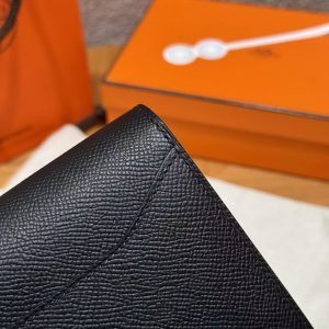 Hermes Constance To Go Wallet Handmade In Epsom Calfskin Leather Silver Hardware 89 Noir - Image 10