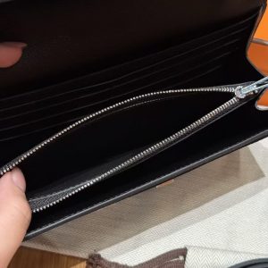 Hermes Constance To Go Wallet Handmade In Epsom Calfskin Leather Silver Hardware 89 Noir - Image 6