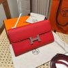 Hermes Constance To Go Wallet Handmade In Epsom Calfskin Leather Silver Hardware S3 Rouge Coeur