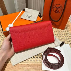 Hermes Constance To Go Wallet Handmade In Epsom Calfskin Leather Silver Hardware S3 Rouge Coeur - Image 2