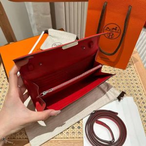 Hermes Constance To Go Wallet Handmade In Epsom Calfskin Leather Silver Hardware S3 Rouge Coeur - Image 11