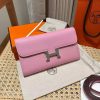 Hermes Constance To Go Wallet Handmade In Epsom Calfskin Leather Silver Hardware X9 Mauve Sylvestre