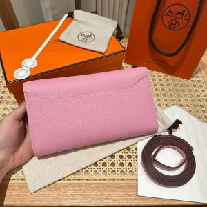 Hermes Constance To Go Wallet Handmade In Epsom Calfskin Leather Silver Hardware X9 Mauve Sylvestre - Image 2