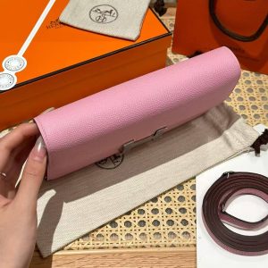 Hermes Constance To Go Wallet Handmade In Epsom Calfskin Leather Silver Hardware X9 Mauve Sylvestre - Image 15