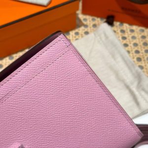 Hermes Constance To Go Wallet Handmade In Epsom Calfskin Leather Silver Hardware X9 Mauve Sylvestre - Image 11