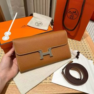 Hermes Constance To Go Wallet Handmade In Epsom Calfskin Leather Silver Hardware ck37 Gold