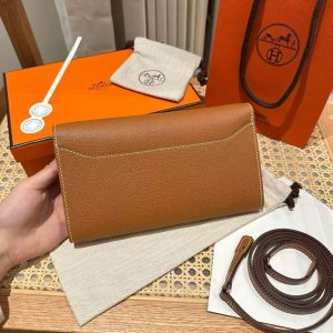 Hermes Constance To Go Wallet Handmade In Epsom Calfskin Leather Silver Hardware ck37 Gold - Image 2
