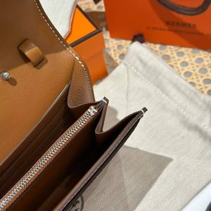 Hermes Constance To Go Wallet Handmade In Epsom Calfskin Leather Silver Hardware ck37 Gold - Image 11
