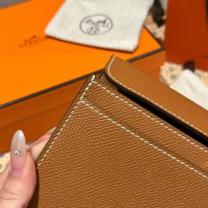 Hermes Constance To Go Wallet Handmade In Epsom Calfskin Leather Silver Hardware ck37 Gold - Image 7