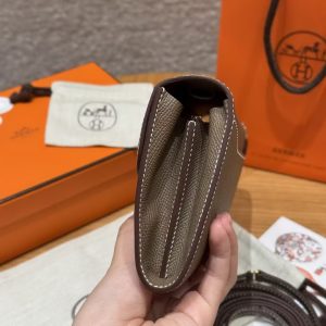 Hermes Constance To Go Wallet Handmade In Togo Calfskin Leather Gold Hardware 18 Etoupe - Image 20