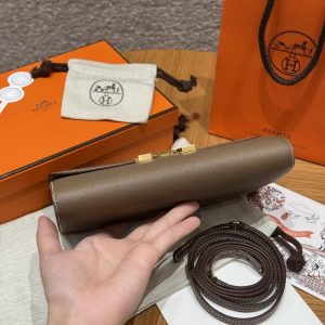 Hermes Constance To Go Wallet Handmade In Togo Calfskin Leather Gold Hardware 18 Etoupe - Image 19