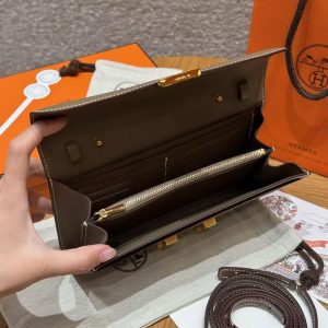 Hermes Constance To Go Wallet Handmade In Togo Calfskin Leather Gold Hardware 18 Etoupe - Image 18