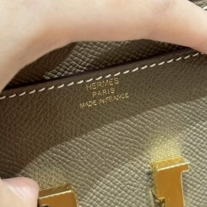 Hermes Constance To Go Wallet Handmade In Togo Calfskin Leather Gold Hardware 18 Etoupe - Image 17