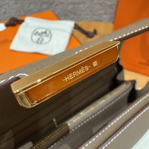 Hermes Constance To Go Wallet Handmade In Togo Calfskin Leather Gold Hardware 18 Etoupe - Image 15