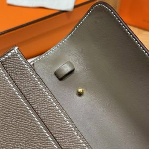 Hermes Constance To Go Wallet Handmade In Togo Calfskin Leather Gold Hardware 18 Etoupe - Image 11