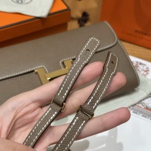 Hermes Constance To Go Wallet Handmade In Togo Calfskin Leather Gold Hardware 18 Etoupe - Image 6