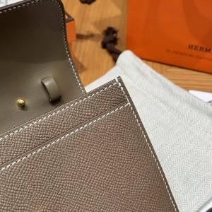 Hermes Constance To Go Wallet Handmade In Togo Calfskin Leather Gold Hardware 18 Etoupe - Image 5