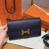 Hermes Constance To Go Wallet Handmade In Togo Calfskin Leather Gold Hardware 2Z Blue Nuit
