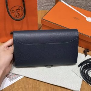Hermes Constance To Go Wallet Handmade In Togo Calfskin Leather Gold Hardware 2Z Blue Nuit - Image 2