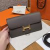 Hermes Constance To Go Wallet Handmade In Togo Calfskin Leather Gold Hardware 8F Girs Etain
