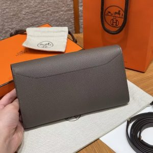 Hermes Constance To Go Wallet Handmade In Togo Calfskin Leather Gold Hardware 8F Girs Etain - Image 2