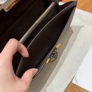 Hermes Constance To Go Wallet Handmade In Togo Calfskin Leather Gold Hardware 8F Girs Etain - Image 10