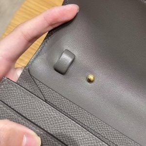 Hermes Constance To Go Wallet Handmade In Togo Calfskin Leather Gold Hardware 8F Girs Etain - Image 9
