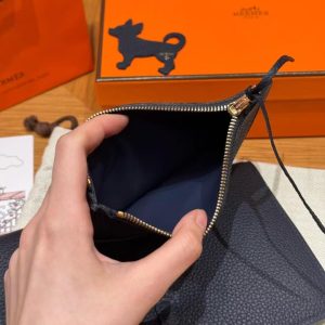 Hermes Dogon Compact Wallet Handmade In Togo Calfskin Leather Gold Hardware 2Z Blue Nuit - Image 13