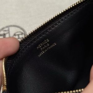 Hermes Dogon Compact Wallet Handmade In Togo Calfskin Leather Gold Hardware 89 Noir - Image 7