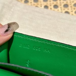 Hermes Dogon Compact Wallet Handmade In Togo Calfskin Leather Silver Hardware 1K Bambou - Image 7