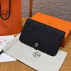 Hermes Dogon Compact Wallet Handmade In Togo Calfskin Leather Silver Hardware 89 Noir