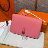 Hermes Dogon Compact Wallet Handmade In Togo Calfskin Leather Silver Hardware K4 Rose D'ete